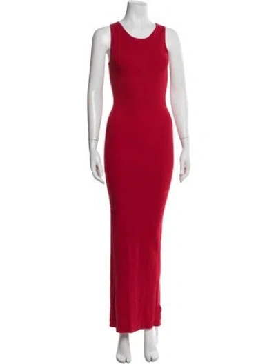 Pre-owned Aexae Crew Neck Long Dress In Red