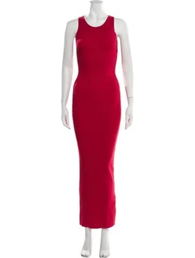 Pre-owned Aexae Crew Neck Long Dress In Red