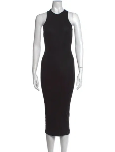 Pre-owned Aexae Crew Neck Midi Length Dress In Black