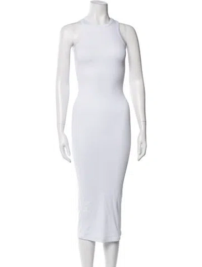 Pre-owned Aexae Crew Neck Midi Length Dress In White