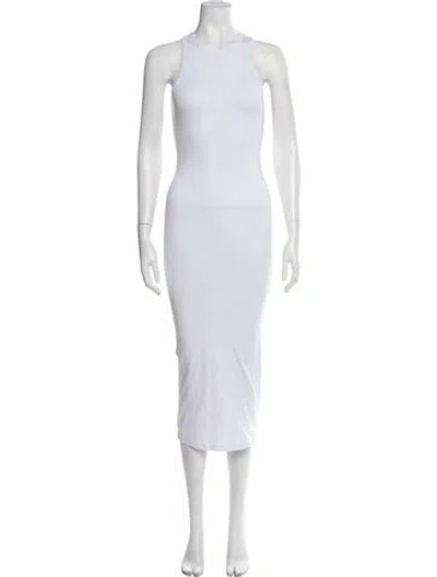 Pre-owned Aexae Crew Neck Midi Length Dress In White