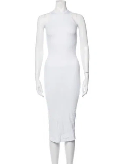 Pre-owned Aexae Crew Neck Midi Length Dress In White