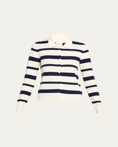 Aexae Cropped Cashmere Polo Sweater In Stripe Navy