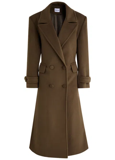 Aexae Double-breasted Belted Wool-blend Coat In Brown
