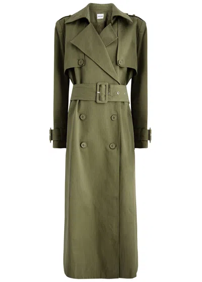 Aexae Double-breasted Cotton Trench Coat In Khaki