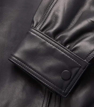 Aexae Double-breasted Leather Jacket In Black