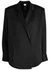 Shop Aexae Double-brested Silk Shirt In Black