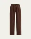 Aexae Linen Drawstring Trouser In Brown