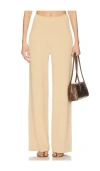 Aexae Fine Knit Ribbed Straight Leg Pant In Tan