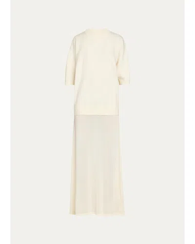 Aexae Knitted Combo Maxi Dress In Neutral