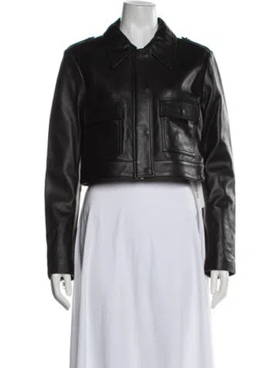 Pre-owned Aexae Lamb Leather Biker Jacket In Black