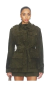 Aexae Lamb Leather Suede Mid Jacket In Pattern