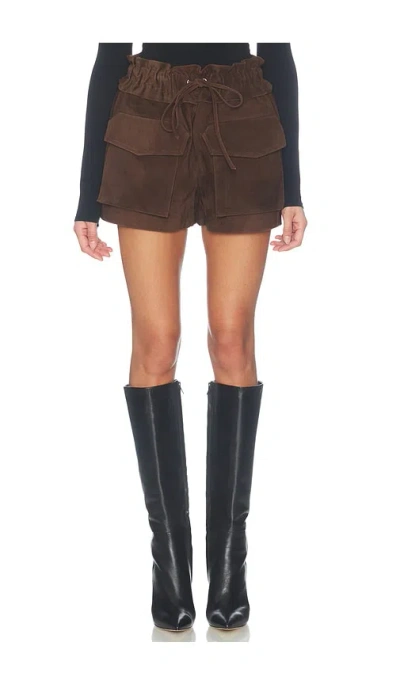 Aexae Lamb Leather Suede Pocket Mini Short In Black