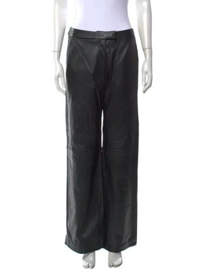 Pre-owned Aexae Lambskin Wide Leg Pants W/ Tags In Black
