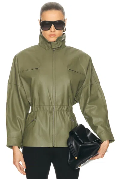 AEXAE LEATHER CINCHED MID JACKET