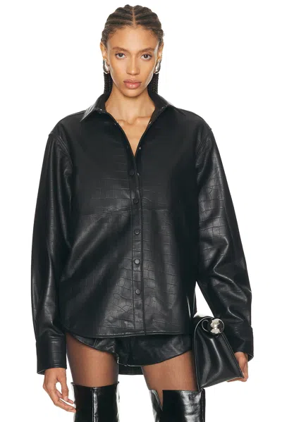 Aexae Leather Croc Shirt In Black