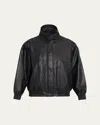 Aexae Leather Double-collar Jacket In Black
