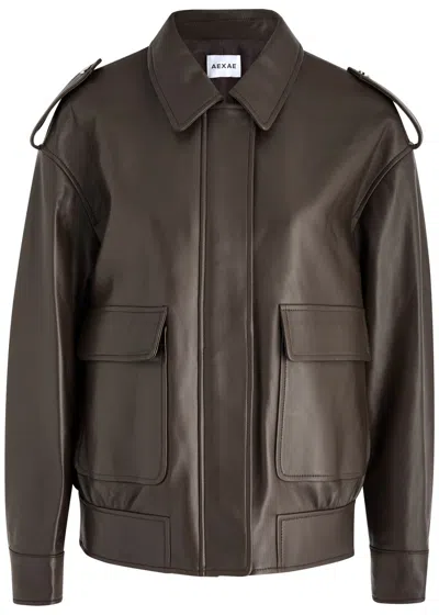 Aexae Leather Jacket In Brown