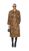 Aexae Leather Padded Coat In Animal Print