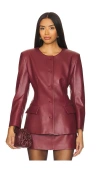 Aexae Leather Padded Contoured Blazer In Æ·±ç´…ç³»åˆ—