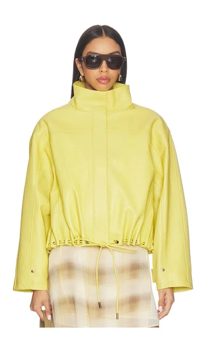 Aexae Leather Pebble Utility Jacket In Yellow
