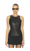 Aexae Leather Peplum Top In Black