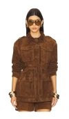 Aexae Leather Suede Mid Jacket In Brown