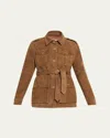 Aexae Leather Suede Mid Jacket In Suede Honey Brown
