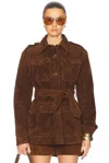 Aexae Leather Suede Mid Jacket In Suede Honey Brown