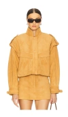 Aexae Leather Suede Oversized Jacket In Brown