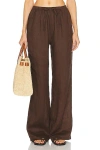 Aexae Linen Drawstring Trouser In Brown