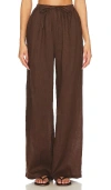 Aexae Linen Drawstring Trouser In Brown