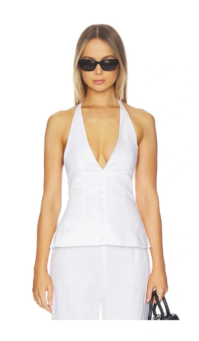 Aexae Linen Halter Neck Top In White