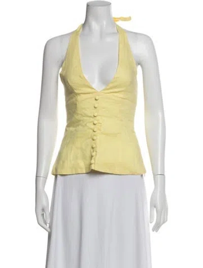 Pre-owned Aexae Linen Halterneck Top In Yellow