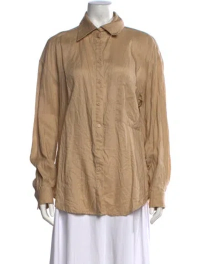 Pre-owned Aexae Linen Long Sleeve Button-up Top In Neutral