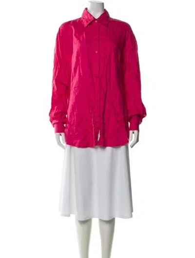 Pre-owned Aexae Linen Long Sleeve Button-up Top In Pink