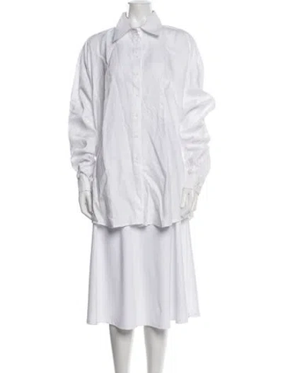 Pre-owned Aexae Linen Long Sleeve Button-up Top In White
