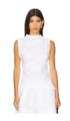 Aexae Linen Ruched Top In White