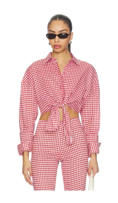 Aexae Linen Shirt Tie Top In Red