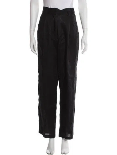 Pre-owned Aexae Linen Straight Leg Pants In Black