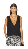 Aexae Linen V Neck Top In Black