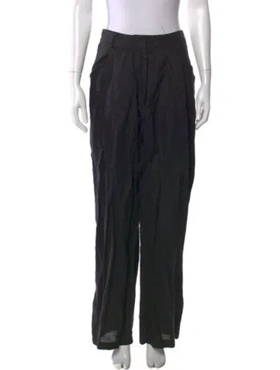 Pre-owned Aexae Linen Wide Leg Pants In Black