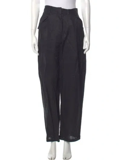 Pre-owned Aexae Linen Wide Leg Pants In Black