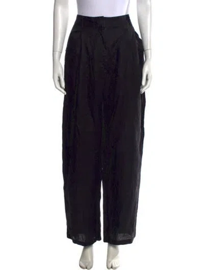 Pre-owned Aexae Linen Wide Leg Pants In Black