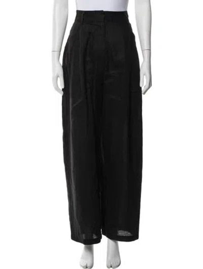 Pre-owned Aexae Linen Wide Leg Pants In Blue