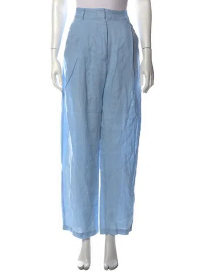 Pre-owned Aexae Linen Wide Leg Pants In Blue