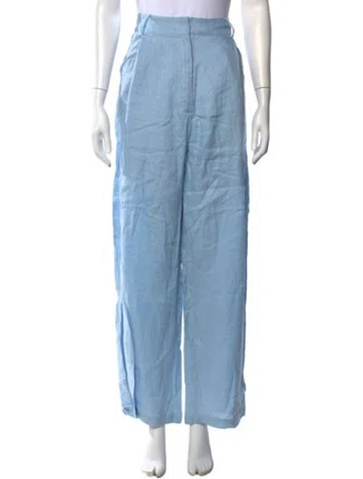 Pre-owned Aexae Linen Wide Leg Pants In Blue