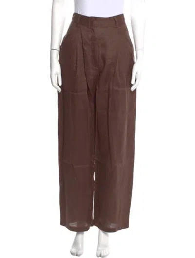Pre-owned Aexae Linen Wide Leg Pants In Brown