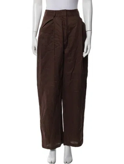 Pre-owned Aexae Linen Wide Leg Pants In Brown