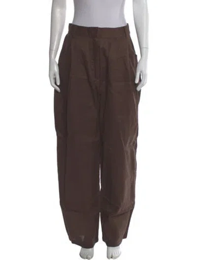 Pre-owned Aexae Linen Wide Leg Pants In Brown